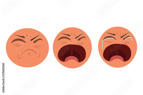 vector of crying faces. eps 10