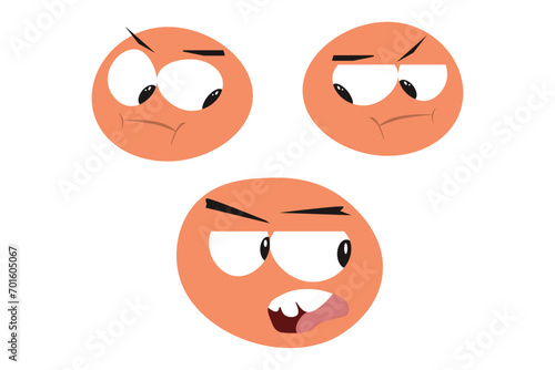 vector of looking angry facial expression set. eps 10