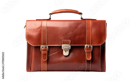 Leather Briefcase Designed for Seamless Organization on White or PNG Transparent Background