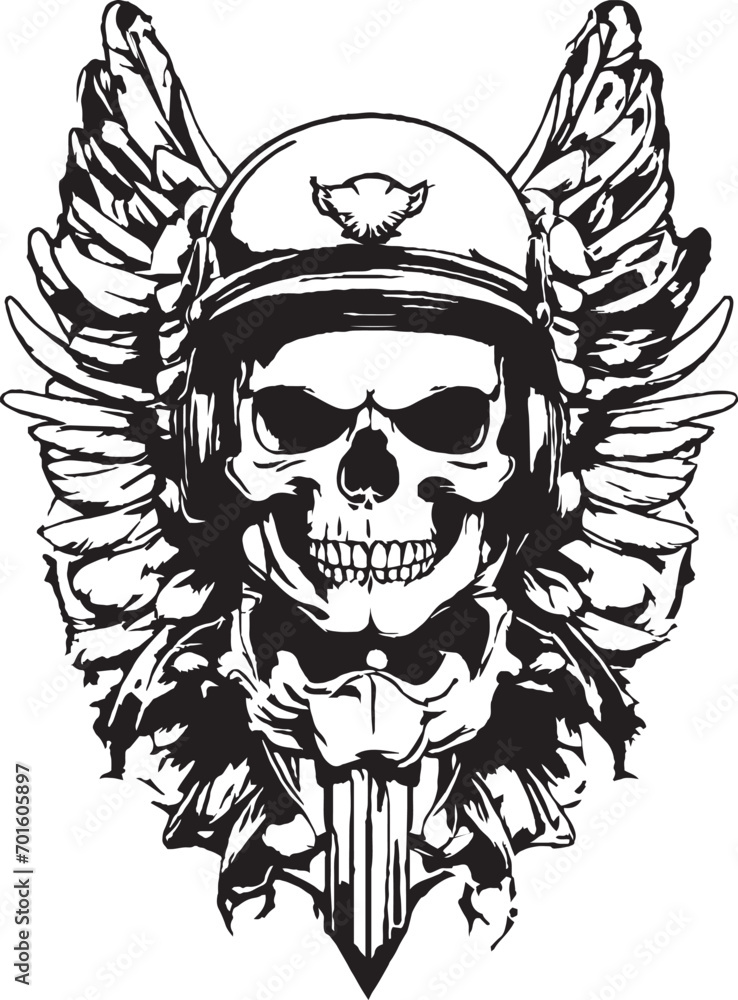 Gothic sign with human skull and wings. Gothic sign with human skull and wings.
