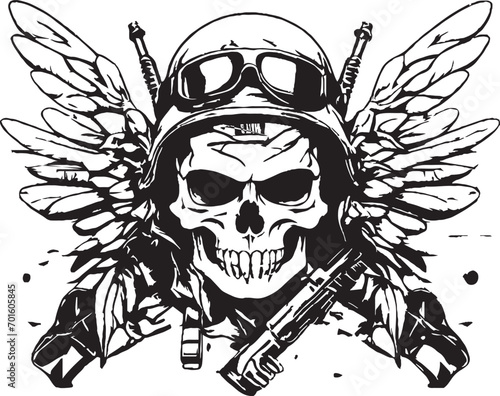 Gothic sign with human skull and wings.