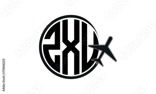 ZXU three initial letter circle tour & travel agency logo design vector template. hajj Umrah agency, abstract, wordmark, business, monogram, minimalist, brand, company, flat, tourism agency, tourist