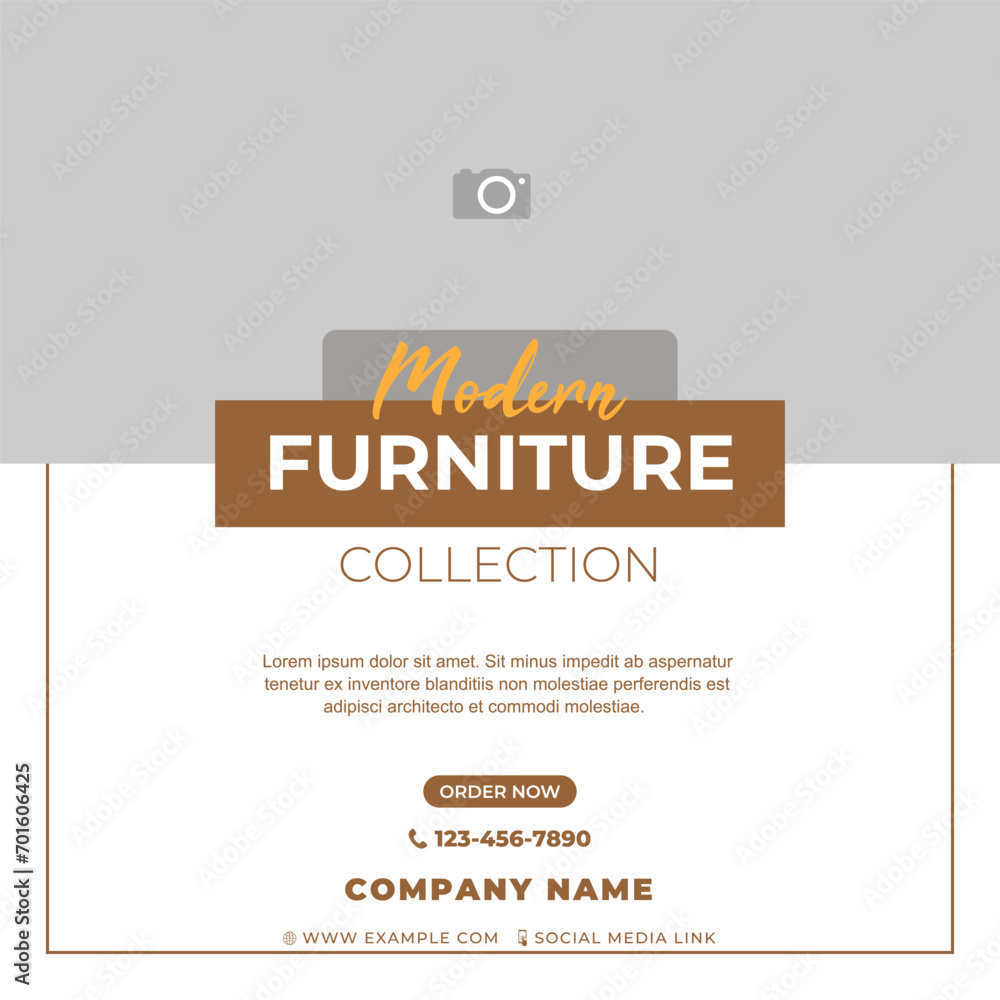 Simple and modern Furniture sale post social media template Design.