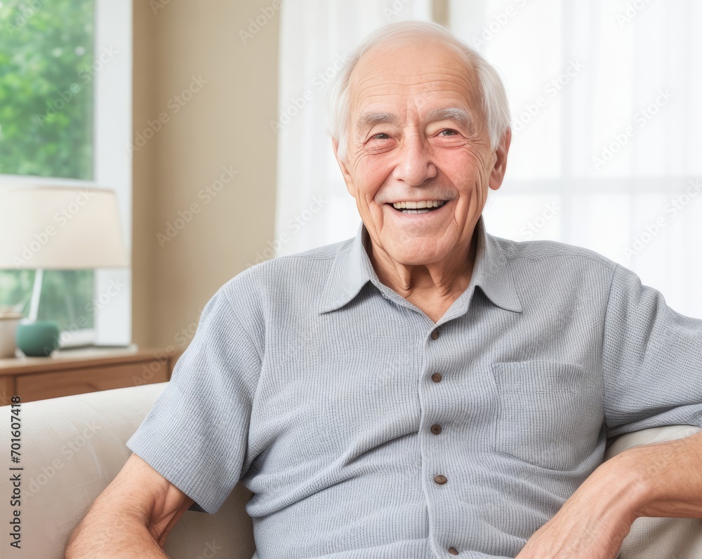 Brightly Smiling Elderly Senior Man Radiating Joy and Cheerfulness Brightly Smiling Elderly Senior Man Radiating Joy and Cheerfulness