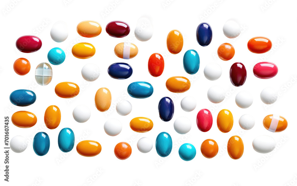 A Delicate Composition of Medicine Tablets on White or PNG Transparent Background