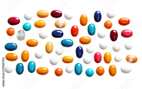 A Delicate Composition of Medicine Tablets on White or PNG Transparent Background