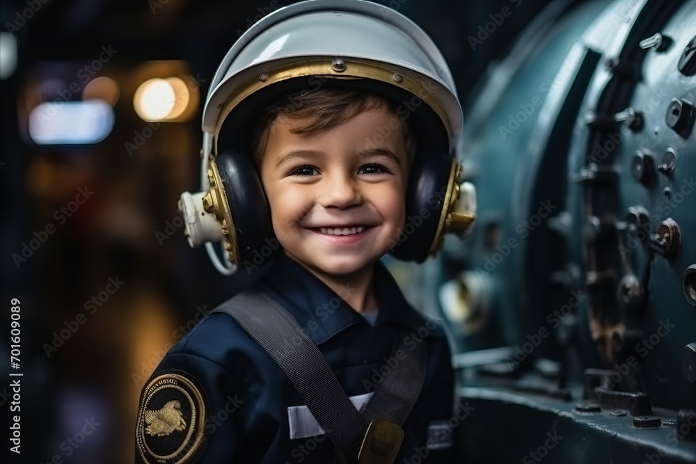 Portrait of a little boy dressed as a pilot smiling at the camera Portrait of a little boy dressed as a pilot smiling at the camera