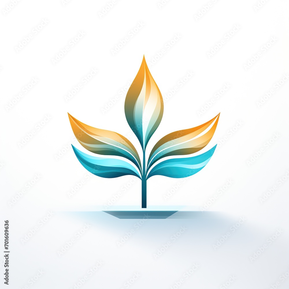 minimalistic logo with a branch of plant on white background minimalistic logo with a branch of plant on white background