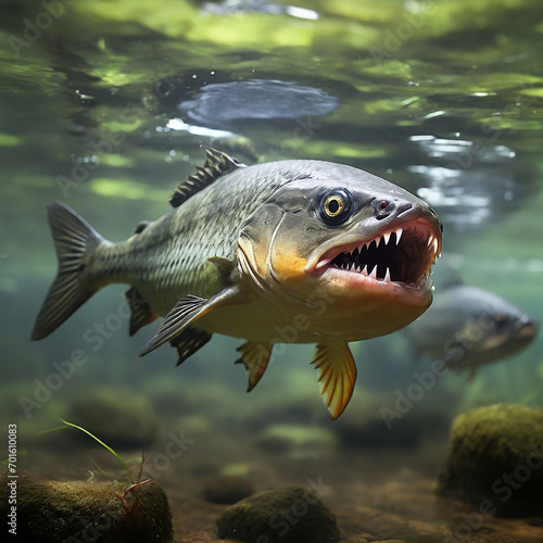 Piranha Thrilling Expedition into the Carnivorous Depths of South American Waters ai generated