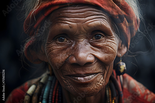 portrait of old papuan woman