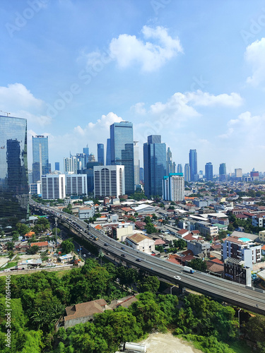 Aerial Jakarta city cityscape office building