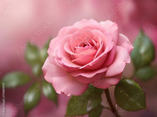 pink rose close up blurred background Ai generative 