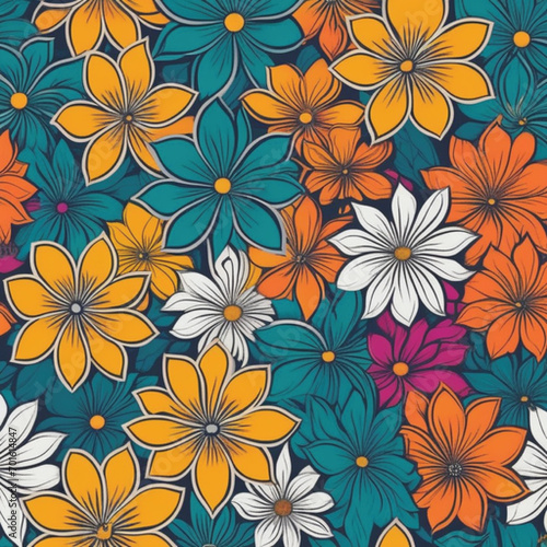 Ai generated a Simple floral pattern design, with bright colors.