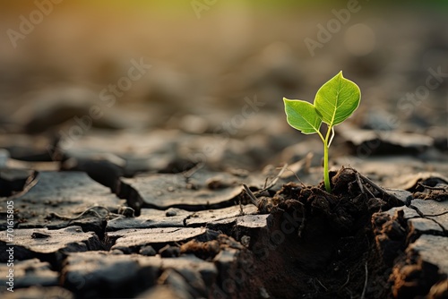 A small plant on arid soil.