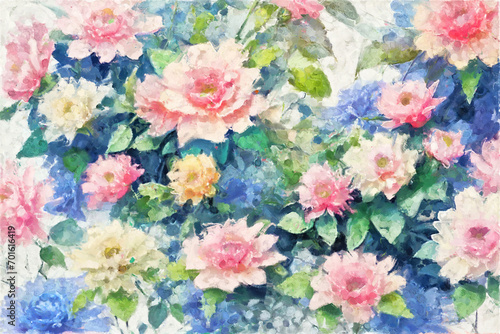 Beautiful oil painting floral illustration