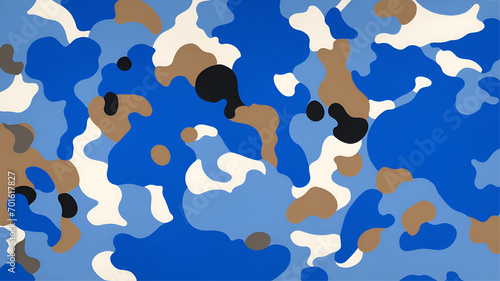 Seamless Blue and White Camouflage Pattern