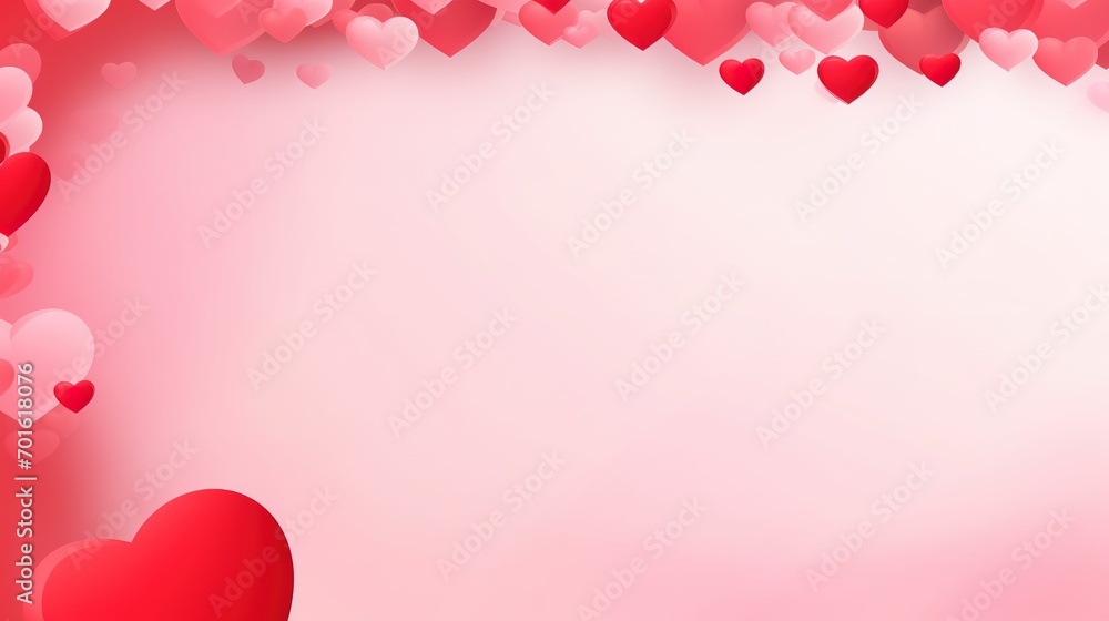 Valentine's Day background with red heart and pink space for text Holiday card illustration. Generative Ai