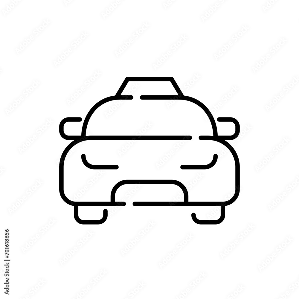Taxi with sign on top. Car front view. Pixel perfect, editable stroke icon Taxi with sign on top. Car front view. Pixel perfect, editable stroke icon