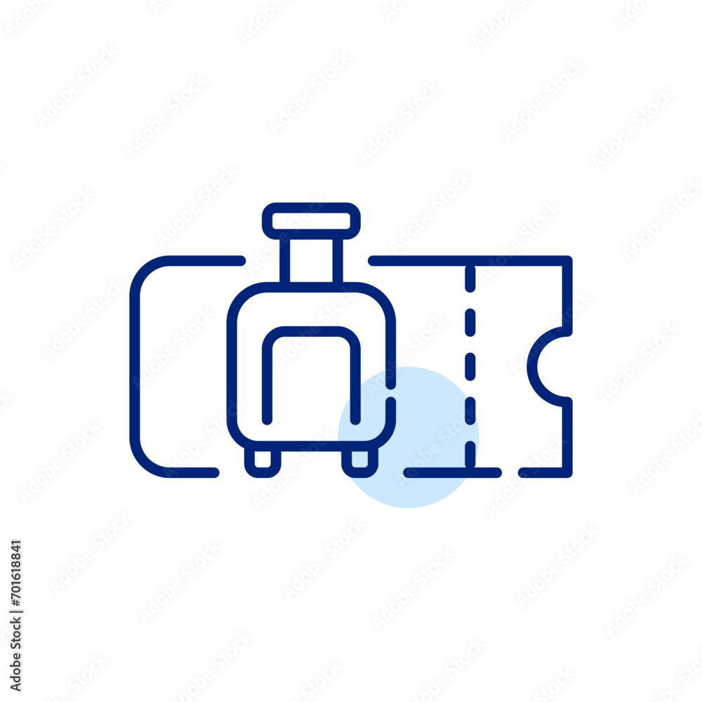 Airplane ticket with check in luggage. Pixel perfect, editable stroke icon Airplane ticket with check in luggage. Pixel perfect, editable stroke icon