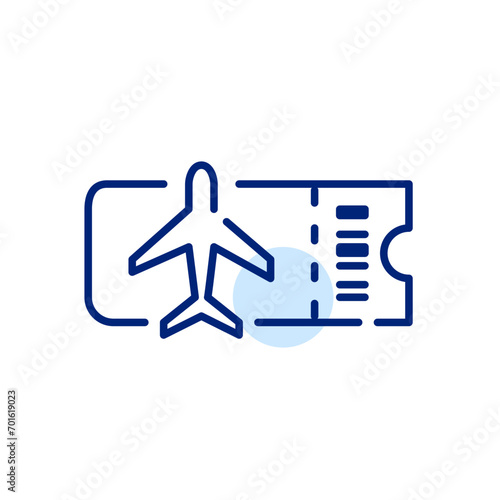 Airplane ticket. Boarding pass with barcode. Pixel perfect, editable stroke icon