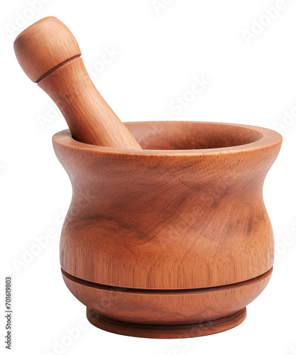 Wooden mortar isolated.