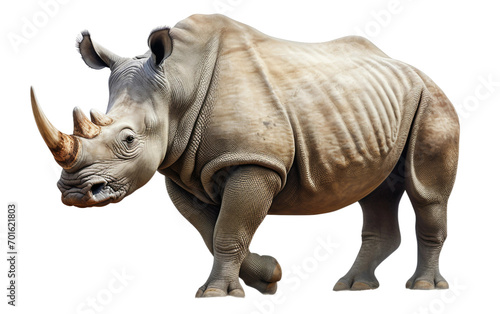Realistic Rhinoceros On Transparent Background.
