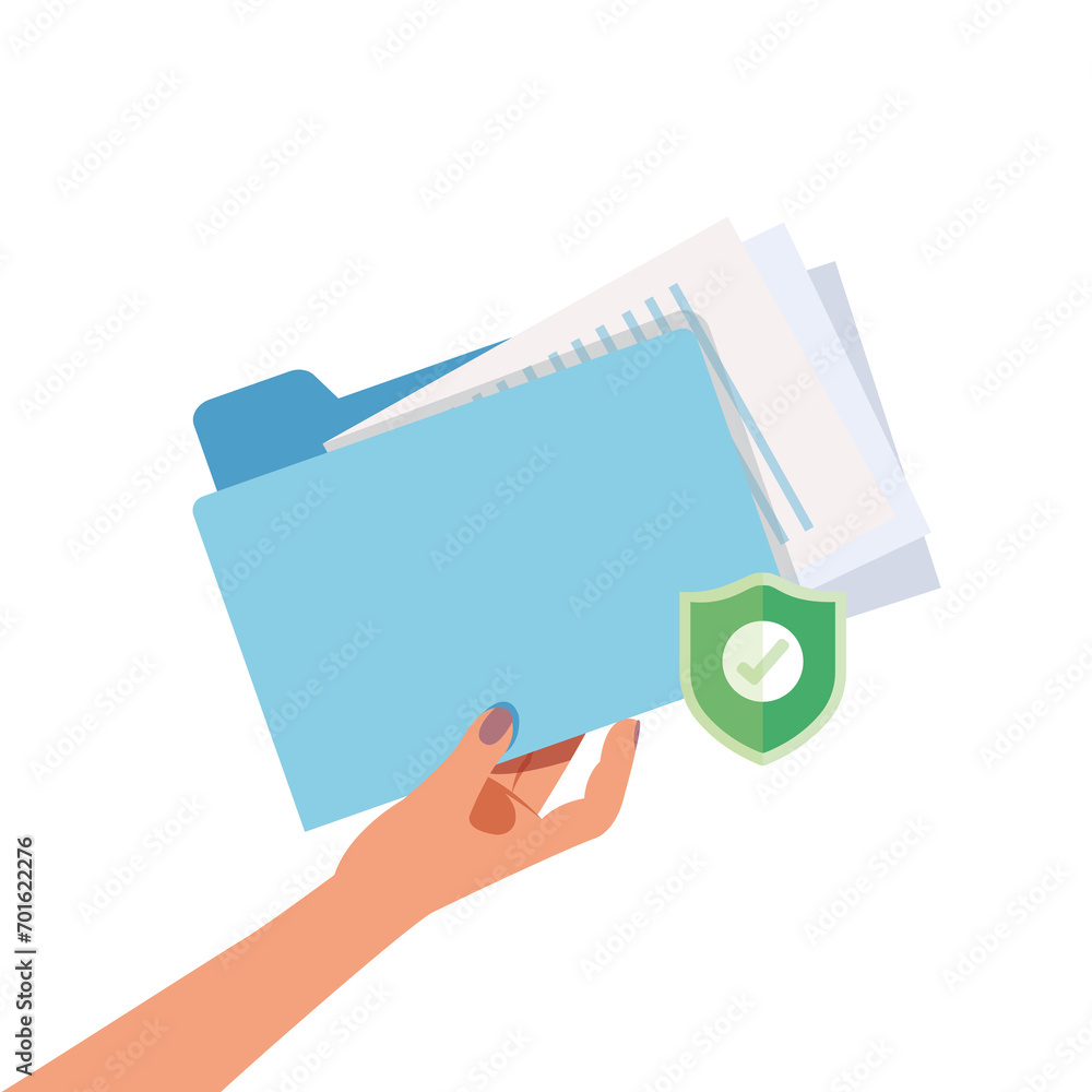 Hand holding folder with documents. Folder and paper for management file. Hand holding folder with documents. Folder and paper for management file.