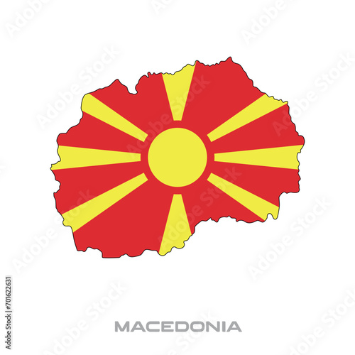 Vector illustration of the flag of Macedonia with black contours on a white background