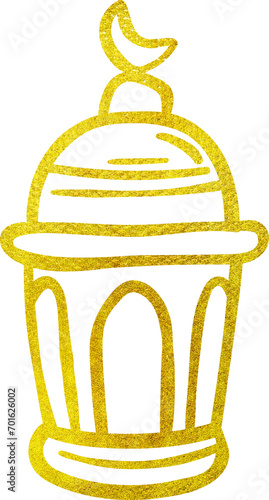 Golden glitter Ramadan lantern, Ramadan gold glitter element