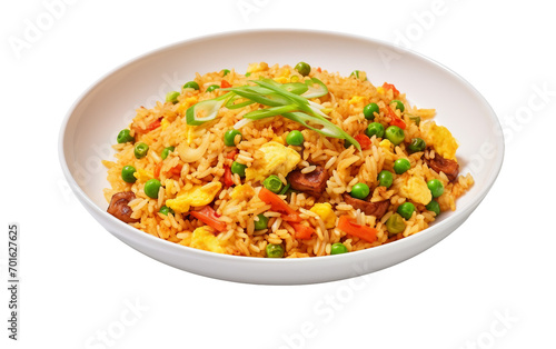 Fried Rice with Egg and Vegetables On Transparent Background.