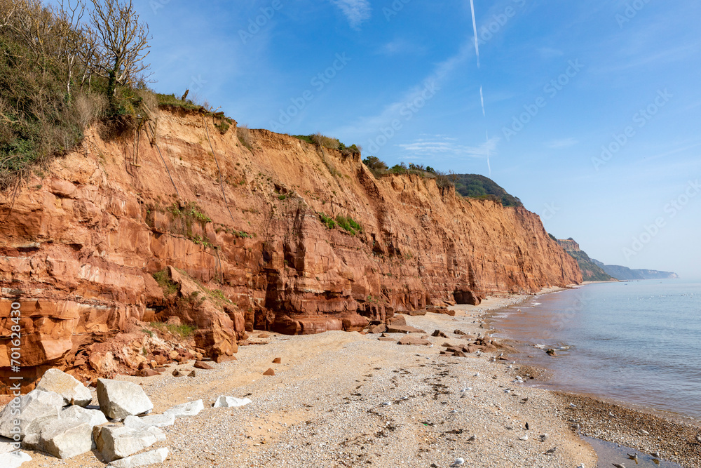 Sidmouth Devon Coastline, Jurassic coast of red sandstone cliffs,England