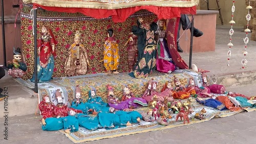 Colorful India dance puppets show market entertainment  dance folk jaipur photo
