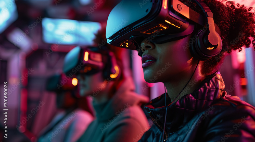 Neon Dreams Explorers in the Luminous Depths of VR