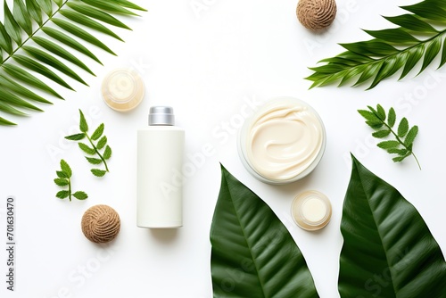 Natural beauty products in a tropical setting