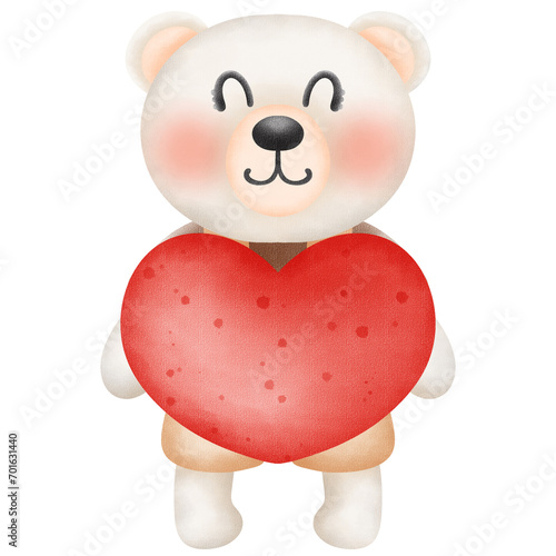 cute bear holding red heart clip art preview