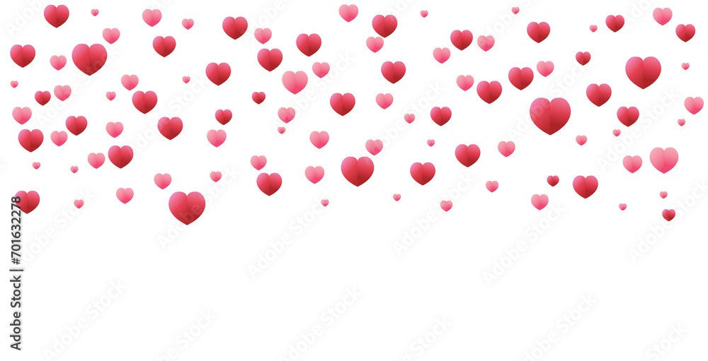 pink and red hearts on transparent background