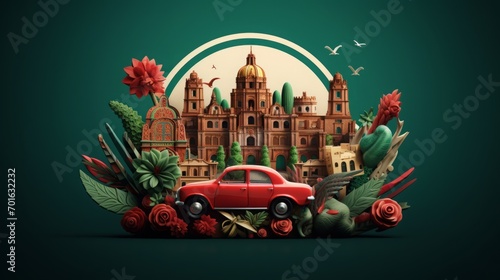 3D Render Of Mexico Emblem