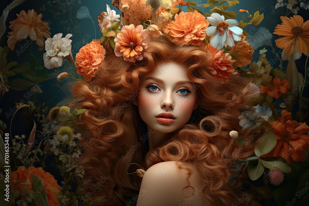 Sensual beauty with lush red hair. A fictional character created by Generative AI. Sensual beauty with lush red hair. A fictional character created by Generative AI.