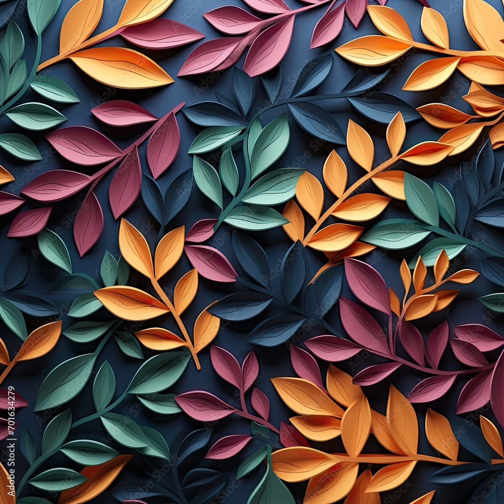 Fall Leaves Pattern - Colorful Autumn Leaves on a Blue Background Fall Leaves Pattern - Colorful Autumn Leaves on a Blue Background