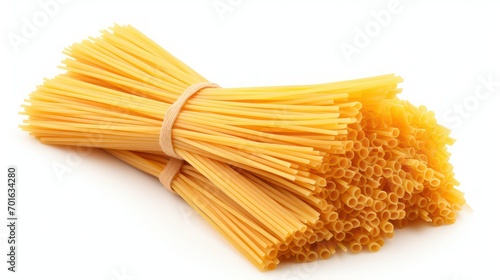 raw spaghetti on white background