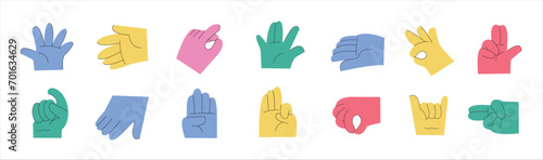 Hand sign illustration. Set of hand sign illustration. Hand sign collection.