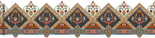 Vintage flower border. Paper decorative border. Embroidery. seamless flower