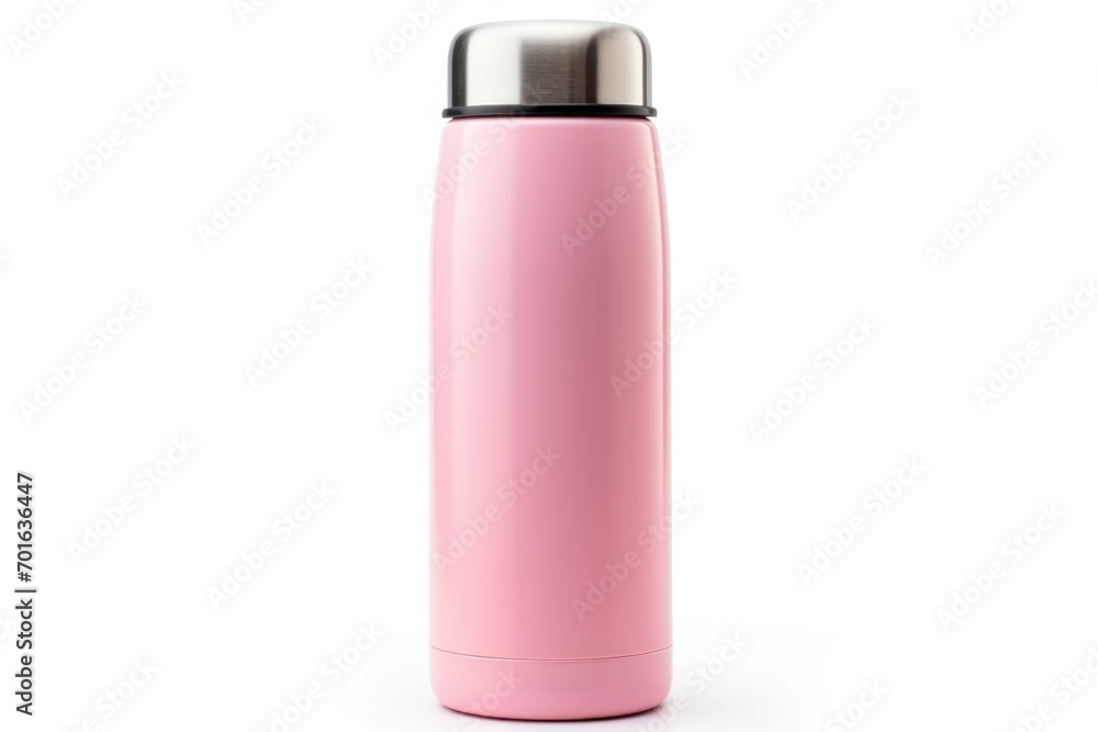 pink thermos bottle isolated on white background pink thermos bottle isolated on white background