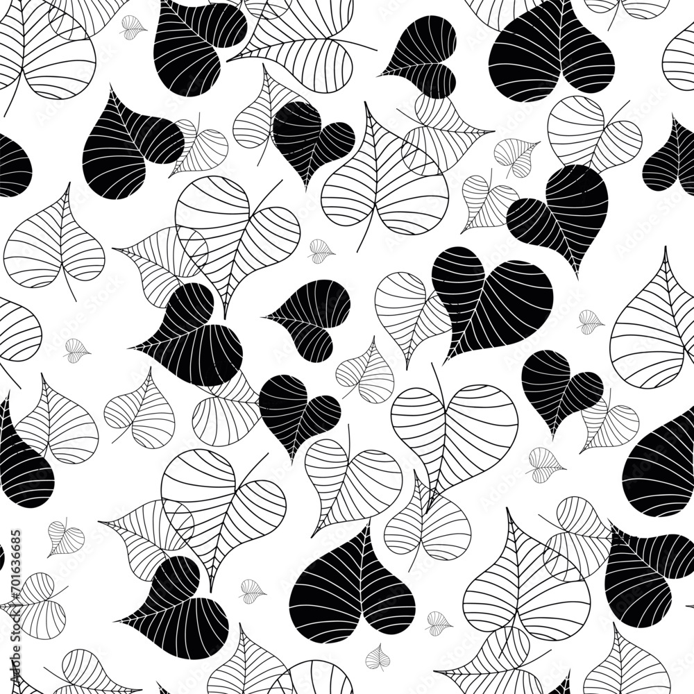 Leaves. Hand drawn graphics. Green seamless doodles for fabric and packaging design.
