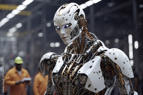High-Tech Automatons Commandeering Industrial Production. The Dawn of Robotic Workforce. Cybernetic Prowess Unleashed. Androids Dictate New Era in Factory Automation photo