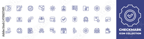 Checkmark line icon collection. Editable stroke. Vector illustration. Containing delivered, clipboard, protection, success, correct, check, checkmark, tick, check mark, done, folder, surveyor.