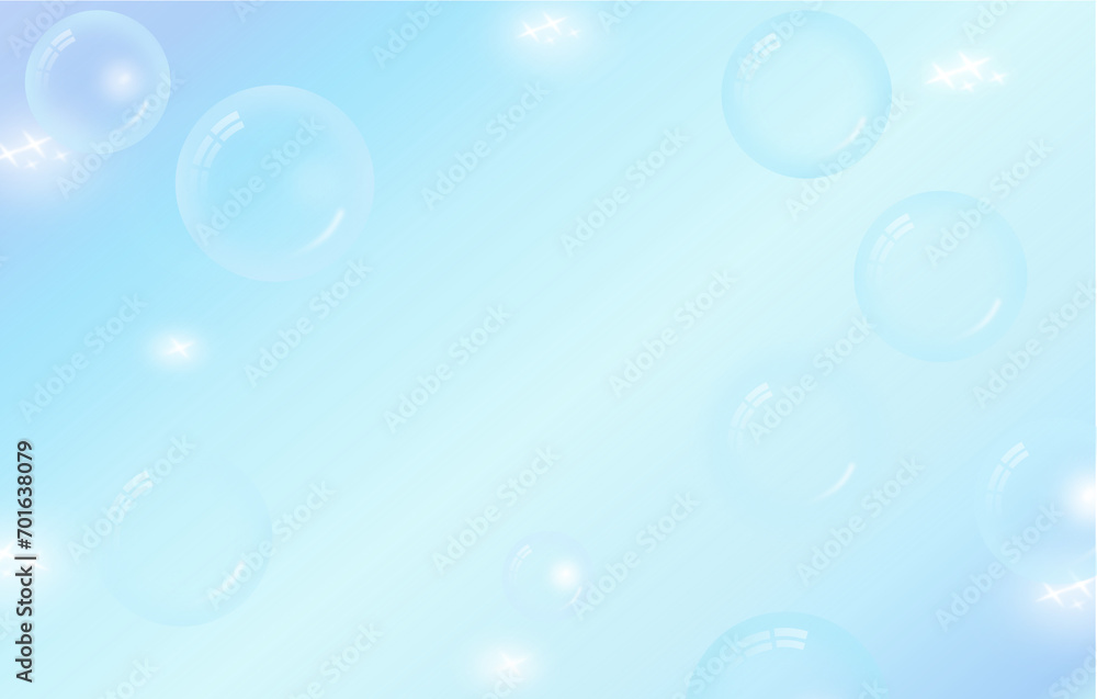 Light blue bubbles sparkling stars background