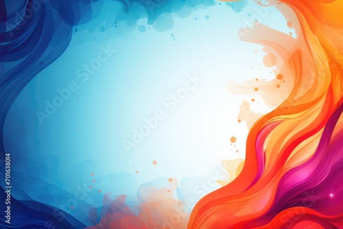 Abstract background with blue and orange paint splashes, Abstract background for indian awareness day like Marathi Language Day or Holi festival photo