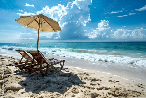 beach chair and umbrella
