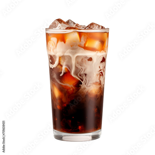 ice coffee. cocktail with cold coffee, milk and ice. isolated